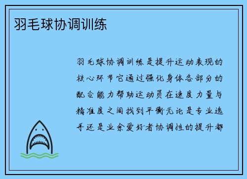 羽毛球协调训练